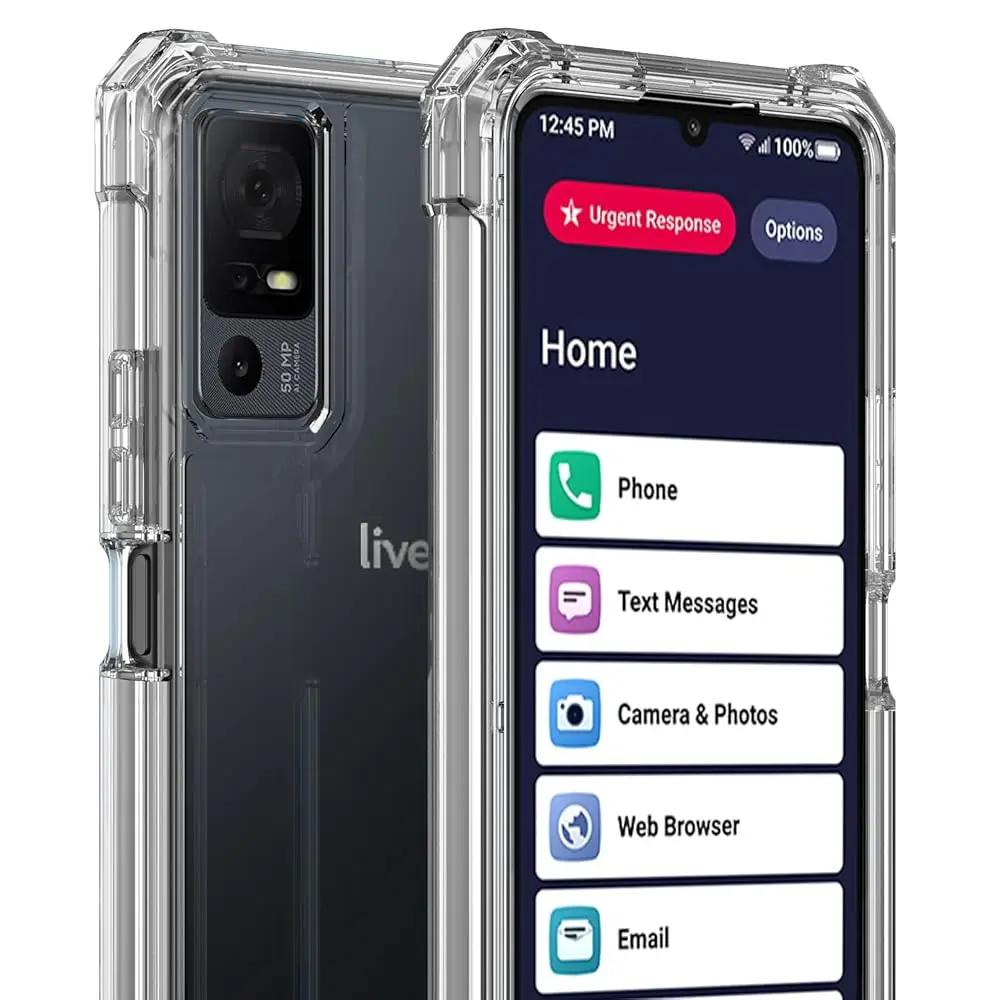 Clear Case for Jitterbug Smart4 / TCL 40XL, Transparent [Shock Absorbing] Hybrid TPU Cover for Lively Smart 4 Phone for Seni