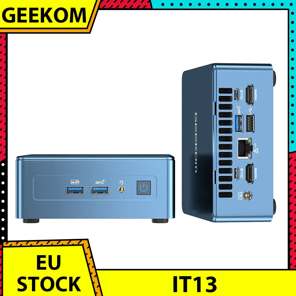 GEEKOM IT13 Mini PC, i9-13900H Intel 14 rdzeni 20 wątków do 5.40 GHz, 32GB DDR4 RAM 2TB SSD, WiFi6E Bluetooth5.2, 3 * USB3.2