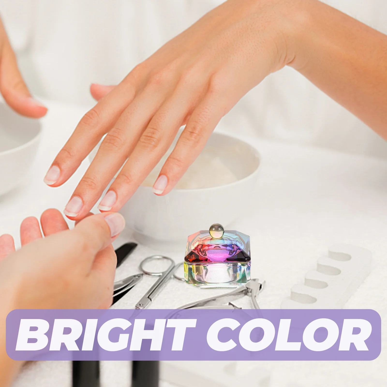 

2Pcs Crystal Glass Nail Dish Cup Practical Portable Lightweight for Acrylic Powder Glitter Mixing Nail Supplies