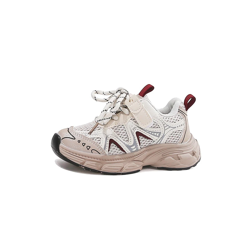 Kids Chunky Mesh Dad Sneakers Lace Up, Breathable Thick Cushion Sole Non Slip Casual Walking Shoes for Boys Girls EU Size 22-37