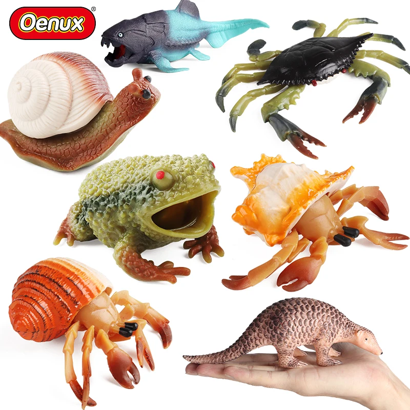 Oenux Squid Crab Octopus Frog Snails Lizard Animals Model Action Figures Anti Stress Relief Toy Kids Gift Fun Pressure Reduction