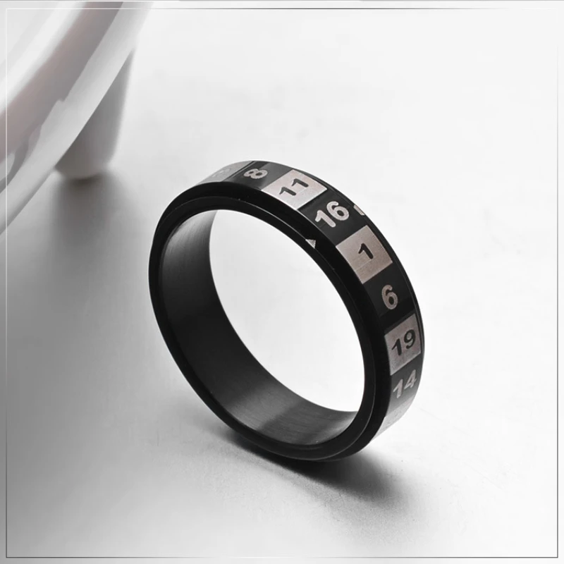 Stainless Steel Titanium Rotatable Spinning Number Anti Stress Pressure Release Rings for Men Women Friends Gift Jewelry Bague