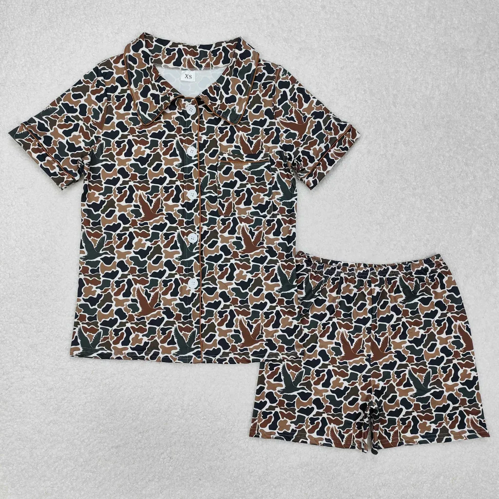 Hunting Mallard Ducks Camo Buttons Adult Women Pajamas Set