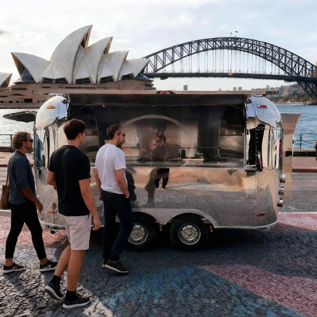 Large-Capacity Waterproof Wear-Resistant Outdoor Mobile Food Vending Trailer for Urban Street Stalls Delivery Cart
