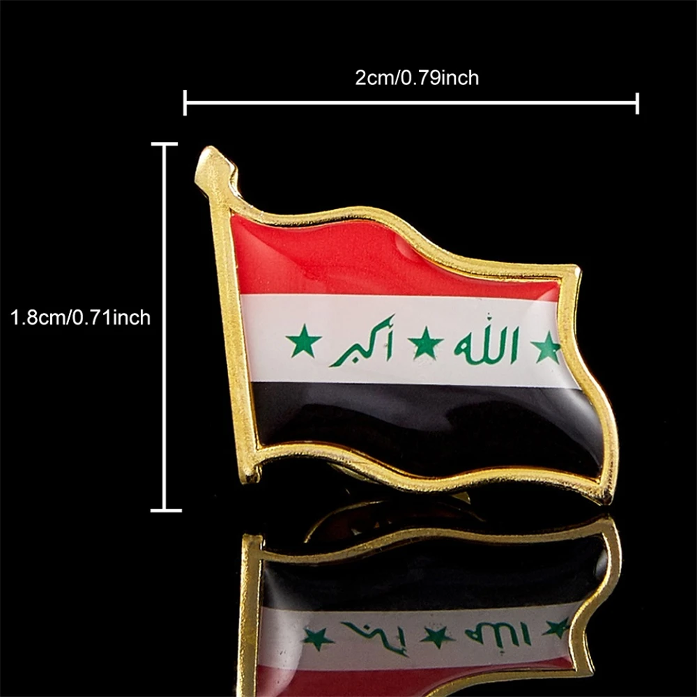 Iraq Patriotism Gold Plated Flag Pins Brooch Waving National Flag Style Flag Badge Brooch W/ Butterfly Clip