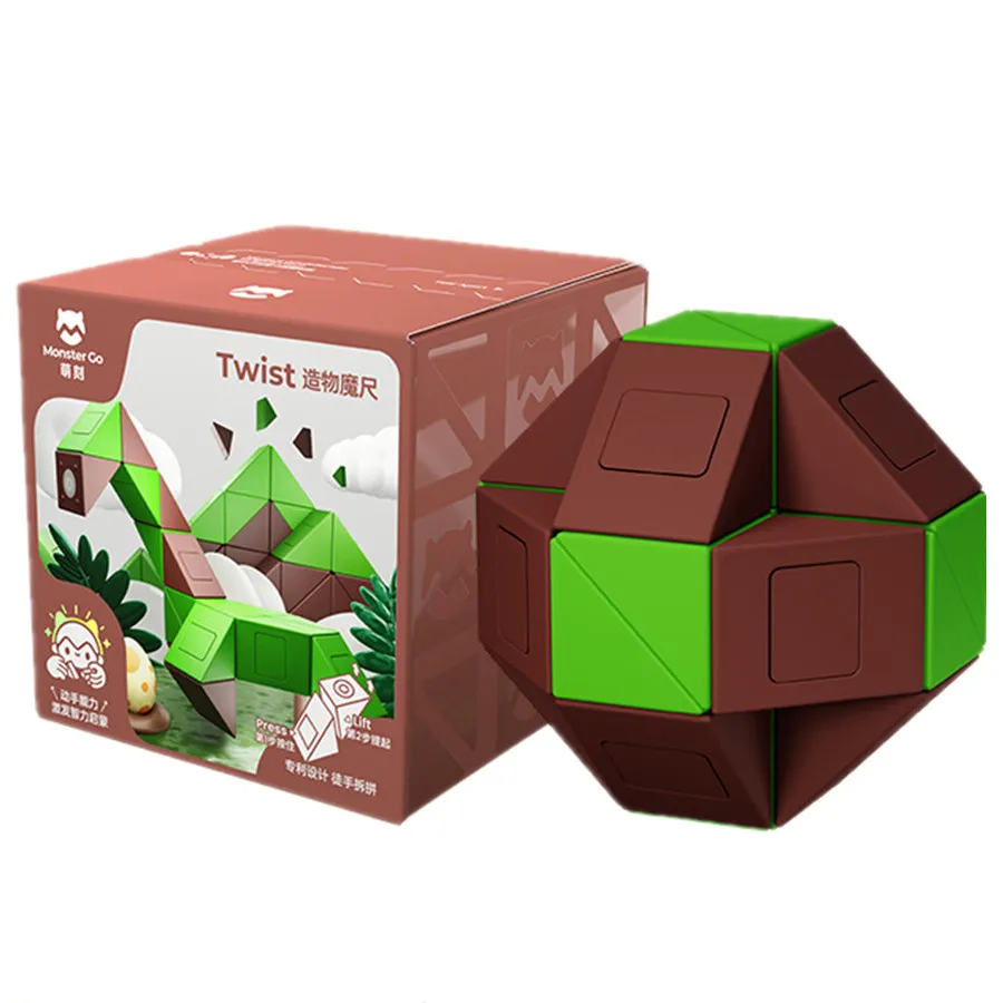 Gan monster go torção cobra mágica lógica quebra-cabeça antiestresse monstergo bonito criação régua brinquedos 24 blocos de construção montagem gans