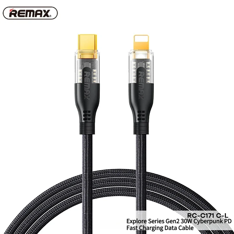 Remax RC-C171 Explore Series Gen2 30W Cyberpunk PD Fast Charging Data Cable Fast Charging Cable Cord For Xiaomi iphone 15pro max