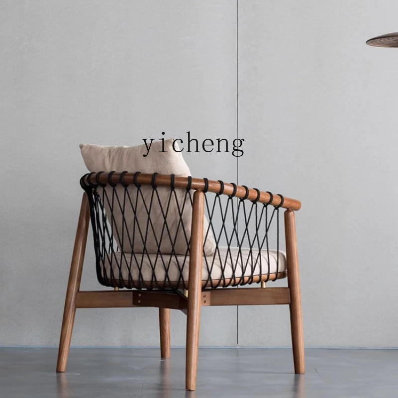 

TQQ space retro style light luxury living room leisure chair bedroom rope woven single sofa chair