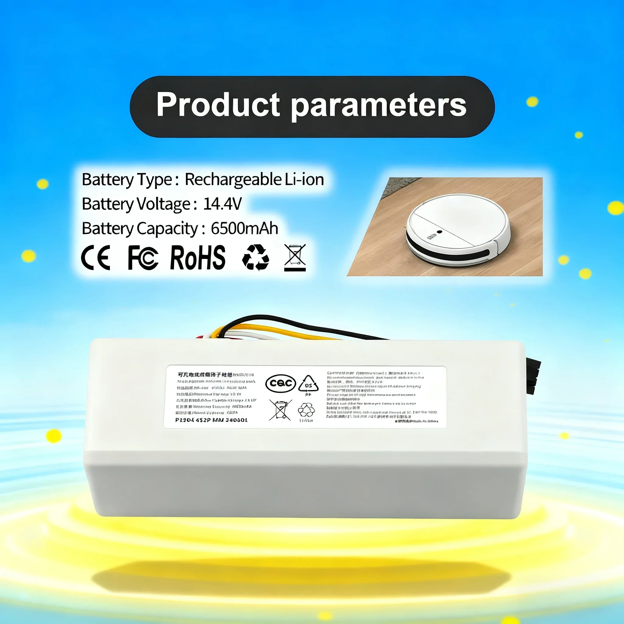 

High Capacity 12800mAh Li-ion Vacuum Battery Compatible with Xiaomi Mijia 1C STYTJ01ZHM Dreame MC1808 XM2000021