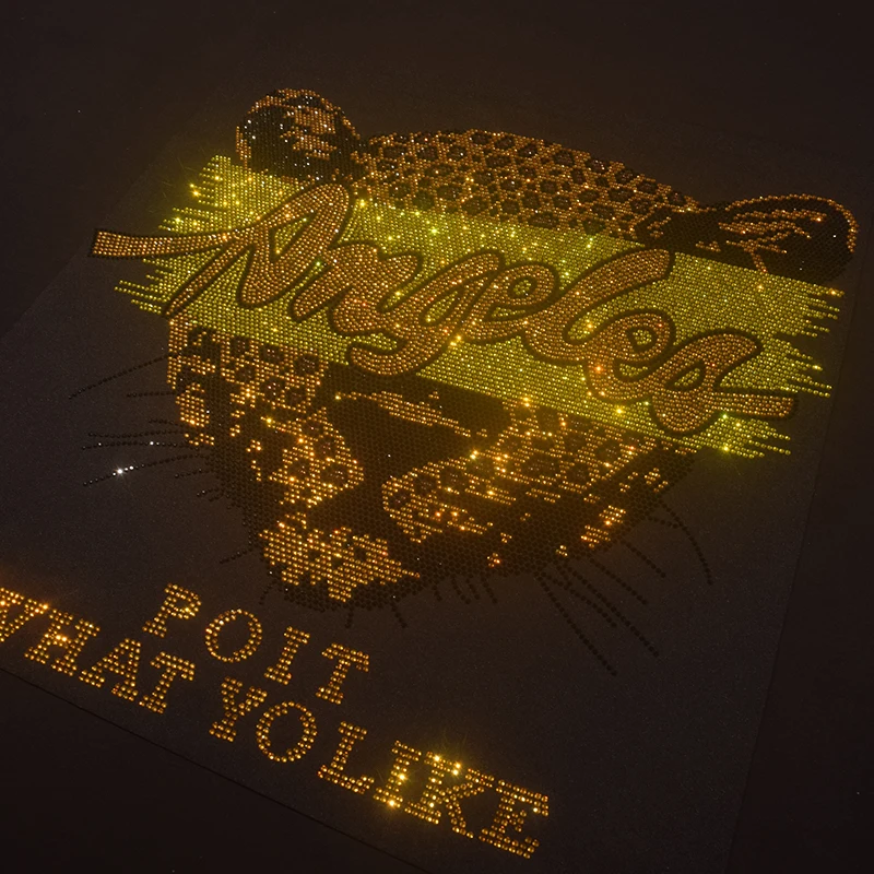 Leopard-print rhinestone embellished men's casual short-sleeved T-shirt