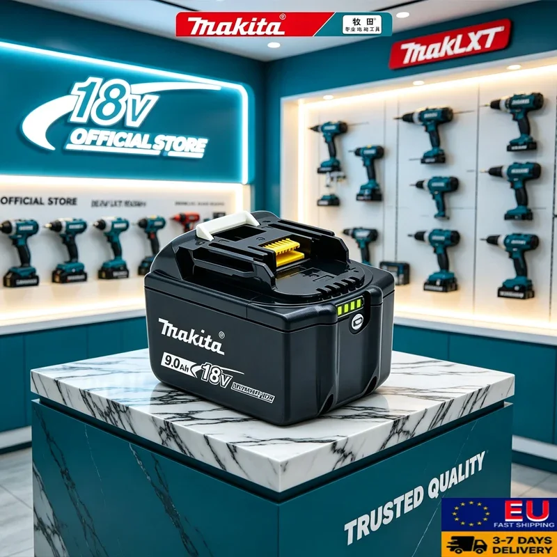 Batteria agli ioni di litio Makita 18V 9Ah Lxt originale, modello BL1890B, ad alta capacità, per avvitatori a impulsi, smerigliatrici angolari e altri utensili elettrici a batteria per giardinaggio.