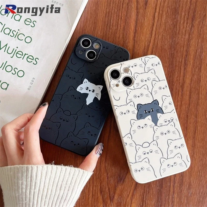 

For iQOO Z10X Z10 Z9 Turbo Plus + Z9X Z9 Z8 Z8X Z7 Z7X Z6 Lite Z5X Z3 Z1 Z1X Phone Case Cartoon Cat Matte Cute Shockproof Cover