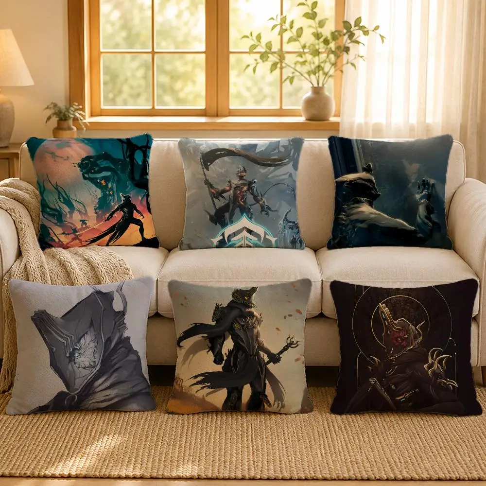 Game Warframe Sci Fi Gamer Cushion Cover Personalized Short Plush Soft Bedroom Sofa Home Decor Gift