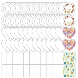 30PCS Acrylic Blanks Transparent Keychain Pendants Includes Circle Heart Square for Keychain Pendant DIY Jewelry Making