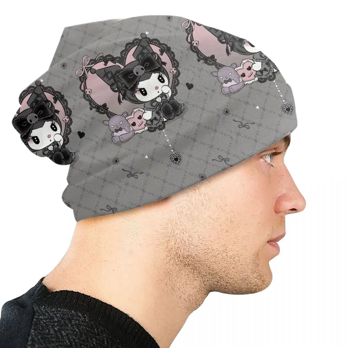 مخصص الكرتون Kuromi Skullies Beanies قبعات للجنسين شتاء دافئ محبوك قبعة موضة الكبار أنيمي بونيه القبعات قبعة تزلج في الهواء الطلق