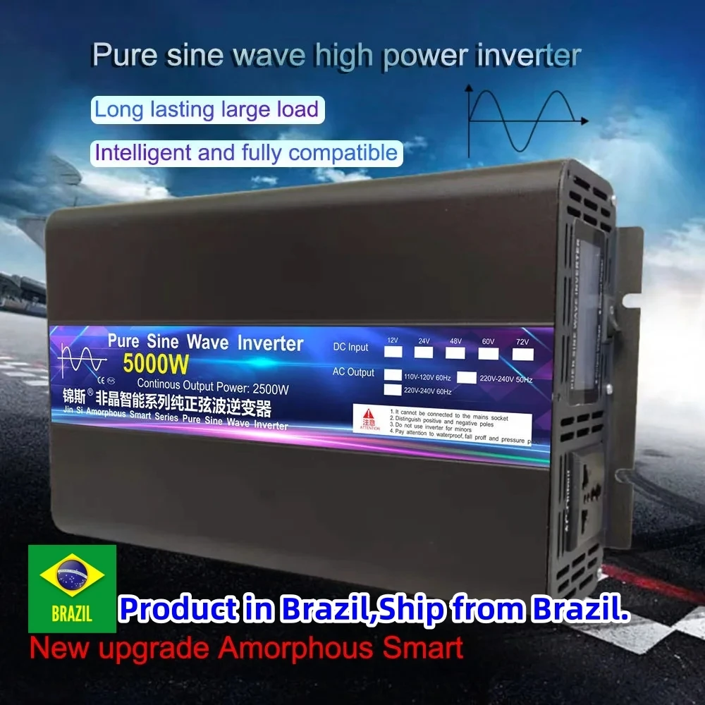 JIN SI Pure Sine Wave Power Inverter 4000W 5000W DC 12V 24V 48V To AC220V 110V Portable Power Bank Converter Solar Car Inverter