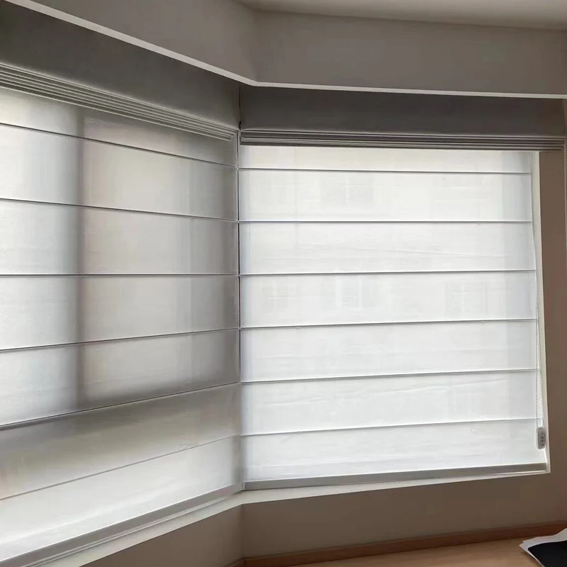 Double roman blinds living room bedroom study full shading semi-transparent automatic roman shades