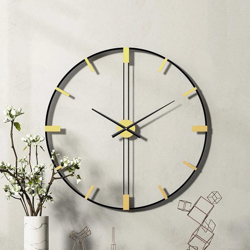 

Large Wall Clocks Silent Round Clocks Metal Single Sided Elegant Home Ornaments Decoration for Living Room Luxurious Objects