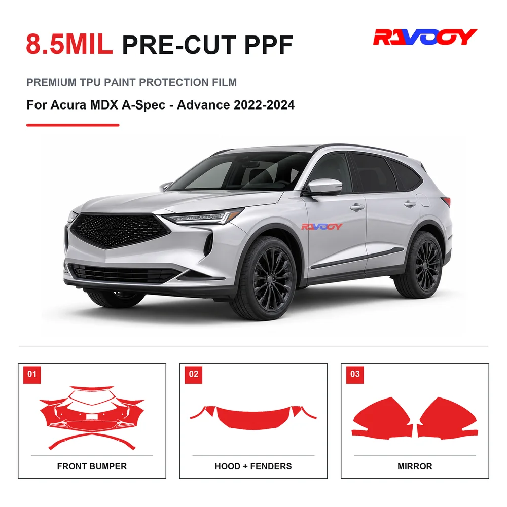 Precut PPF For Acura MDX A-Spec - Advance 2022-2024 8.5mil TPU Clear Paint Protection Film Self Healing Hydrophobic UV