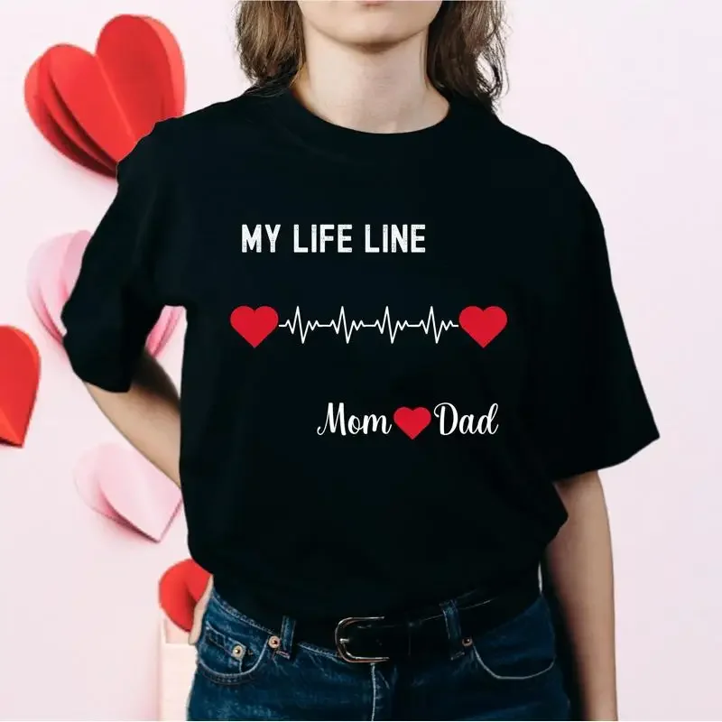 Life Line Mom And Dad Shirt Children Vibes T Perfect For Women Mother'S Day Outfit Birthday Trendy Casual Men