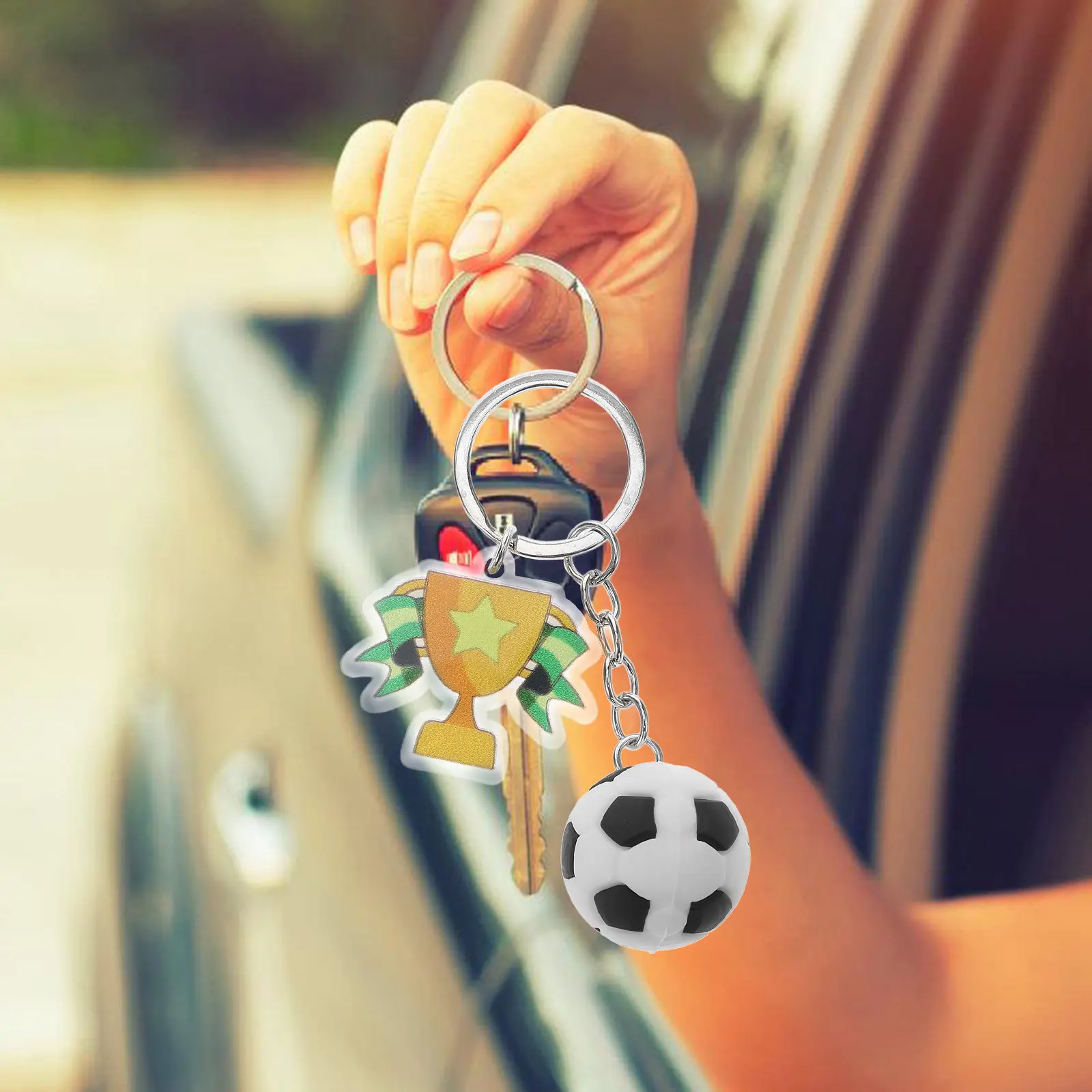 Football Keychain Soccer Ball Shaped Keyring Bag Charm Backpack Accessory Decor Hanging Ornament Sports Event Keepsake Stylish