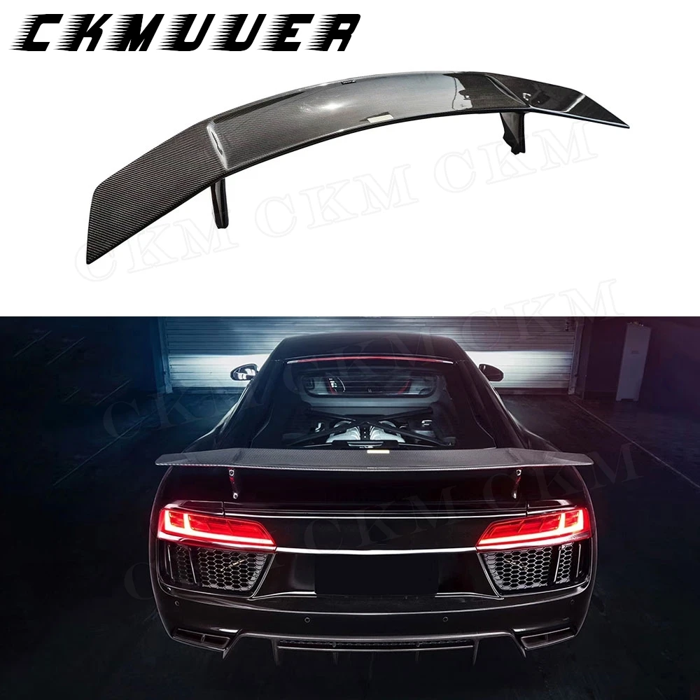

CKMUUER Dry Carbon Fiber Rear Trunk Lip Spoiler Tail Wing for Audi R8 2017-2020 Auto Boot Wings Racing FRP Unpainted Material