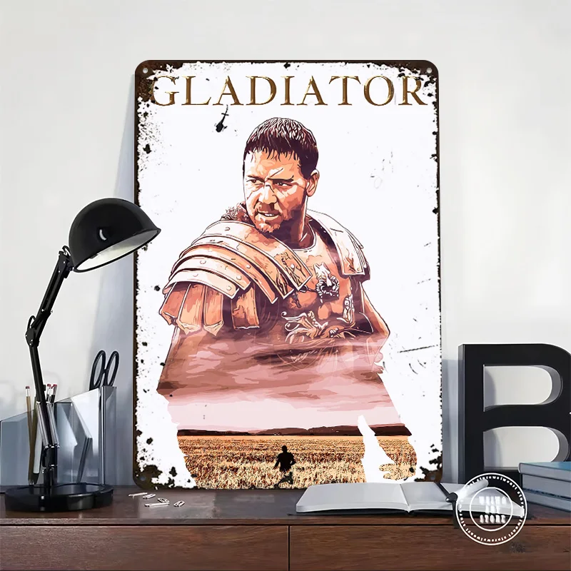 Gladiator Movie Printed Poster Customized Wall Art Retro Vintage Metal Tin Signs for Room Modern Home Decoration Luxury House