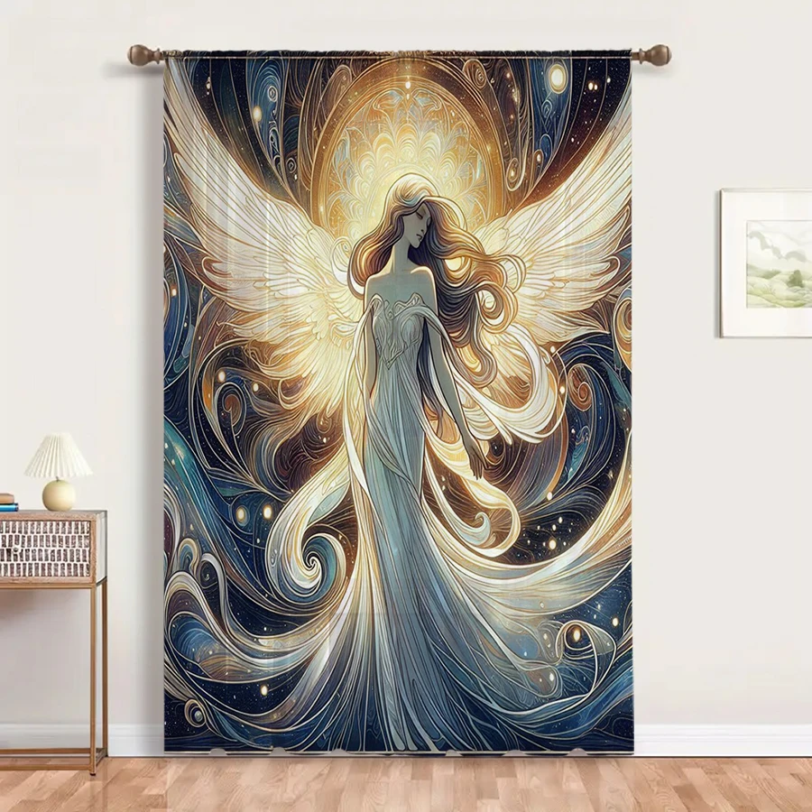 

1 шт. Прозрачная штора-плиссе в стиле картины «Мечтательный ангел на звездном небе» для спальни и гостиной