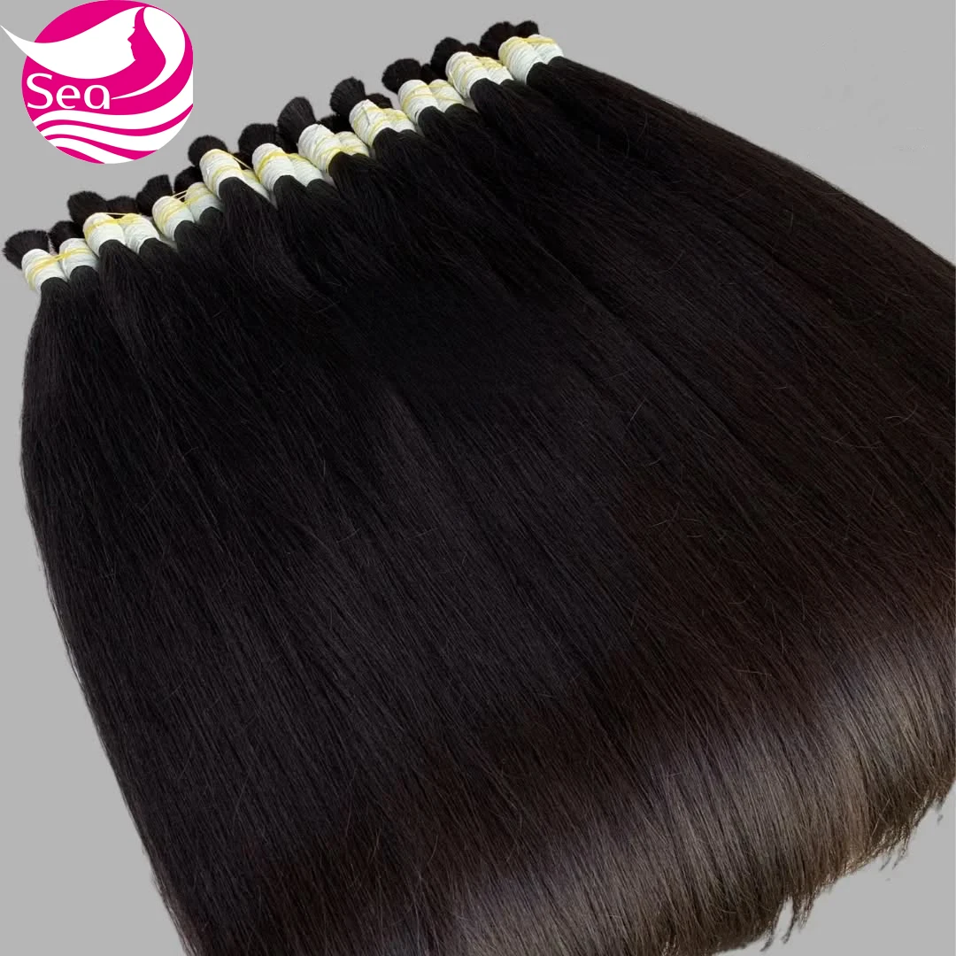 12A 100% شعر بشري لعذراء السائبة لتضفير السائبة المستقيمة لا لحمة للضفائر شعر بشري مستقيم أسود طبيعي