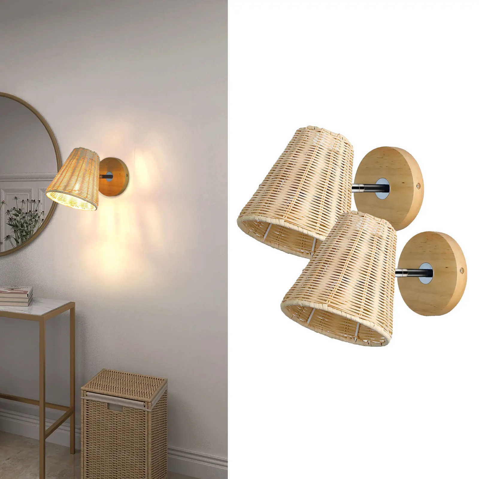 nooknova vintage rattan wall sconce estilo japones lampada de bambu rural luminaria de madeira pacote pacotes 01