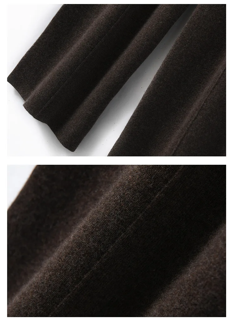 Neue Herbst-Winter-Strickhose für Damen mit weitem Bein, Kordelzug, elastischem Bund, lockerer Passform, weiche, warme, lässige, gerade geschnittene Strickhose – Detail 13