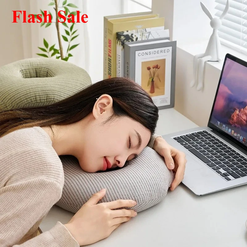 

2025 new 4D striped lunch break pillow buckwheat pillow office nap artifact student lunch break sleeping throw pillow