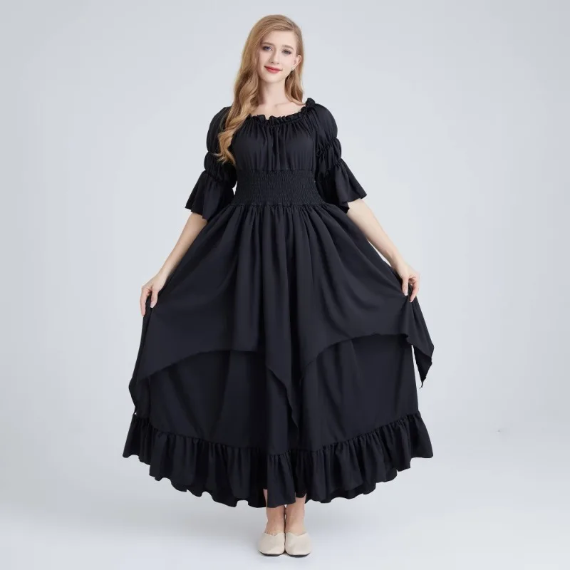 Gothic Witch Dress for Women, Medieval Renaissance Vintage Gown, Elegant Stage Performance & Cosplay Costume