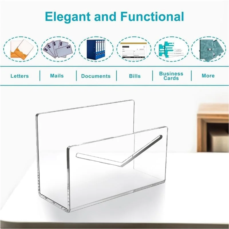 Clear Mail Organizer 2Pcs Acrylic Vertical File And Letter Holder For Desk Light-Weight Envelope And Bill Sorter