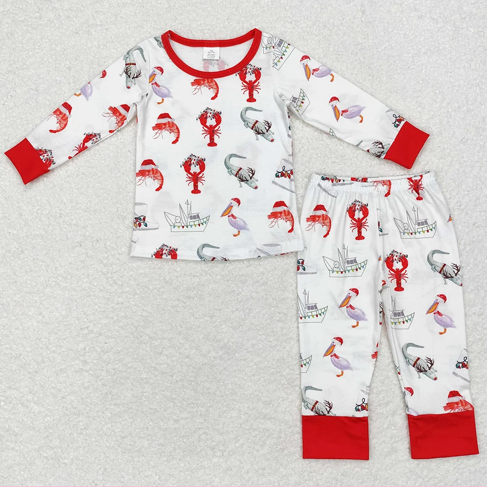 Boutique Baby Boys Pajamas Christmas Crawfish Crocodile Sleepwear Clothes Sets Fashion Kids Clothes Boys Pajamas Nightwear New