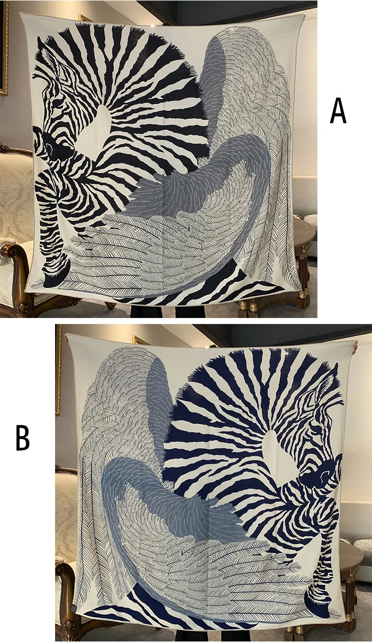 

Double Faced Scarf Women Hand Rolled Shawls Pashmina Scarves Wraps Big Bandanas Head Hair Accessories Horse Print