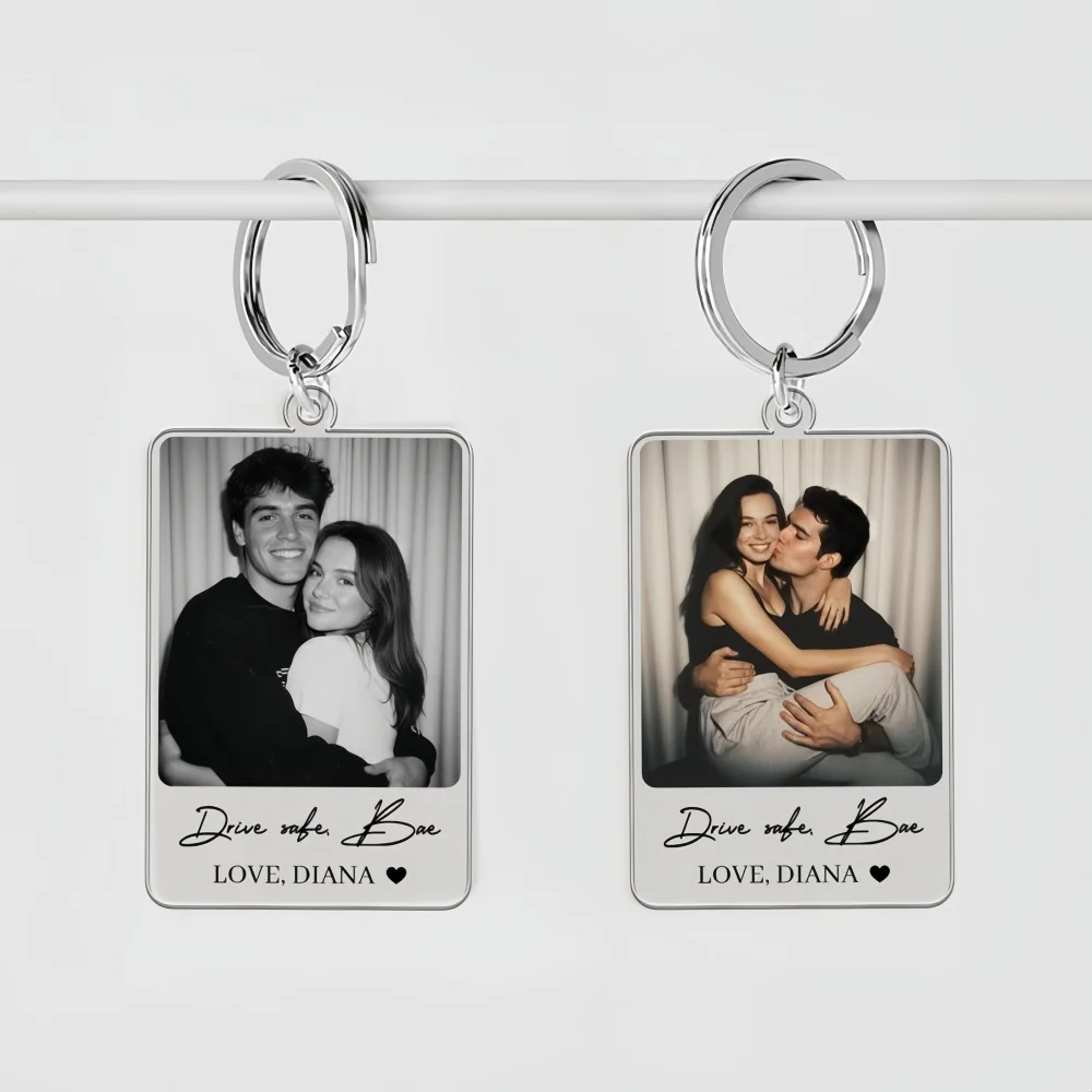 Personalized Photo Custom keychain Customized Acrylic Couples keychain Customized Frame Keyrings Gifts For Lover