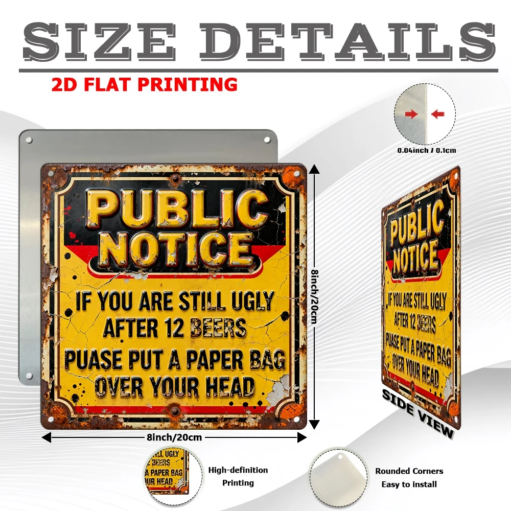 2D Plane, 1pc, Vintage Metal Aluminum Decorative Sign, Humorous Announcement Warning Slogan, Retro Wall Decor
