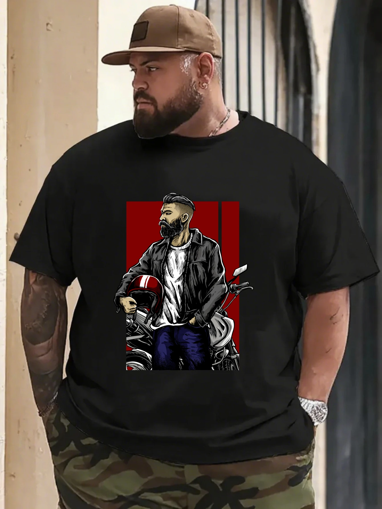 

Vintage Gangster Man Graphic T-Shirt for Men, Retro Gangsta Style Short Sleeve Tee, Casual Urban Print Tops