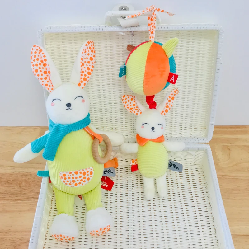 Cute Bunny Stuffed Animals Musical Mobile Toys Learning Education For Infant Stroller Crib Hanging Baby Gift