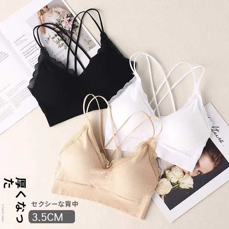 thiened-strapl-bra-women-summer-inner-wear-vest-sle-bra-inteated-with-chest-pad-gathered-small-chest-underwear