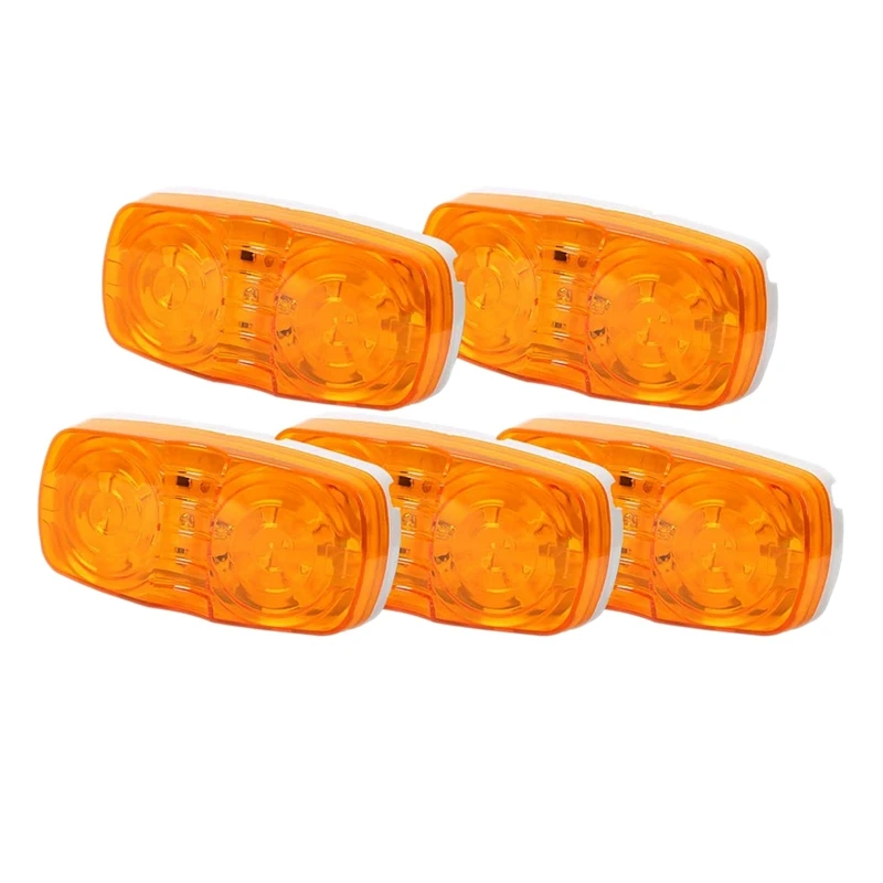 

5X Amber Led Camper Exterior Lights RV Trailer Marker Lights Double Bullseye Side Fender Lights 10 Diodes Lights