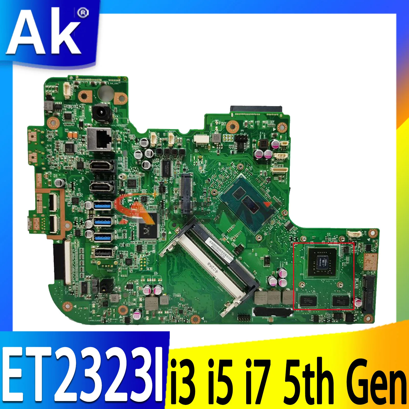 Shenzhen ET2323I Mainboard For ASUS All-in-One ET2323IUT ET2323 ET2323INT Motherboard I3-5010U I5-5200U I7-5500U CPU GT840 