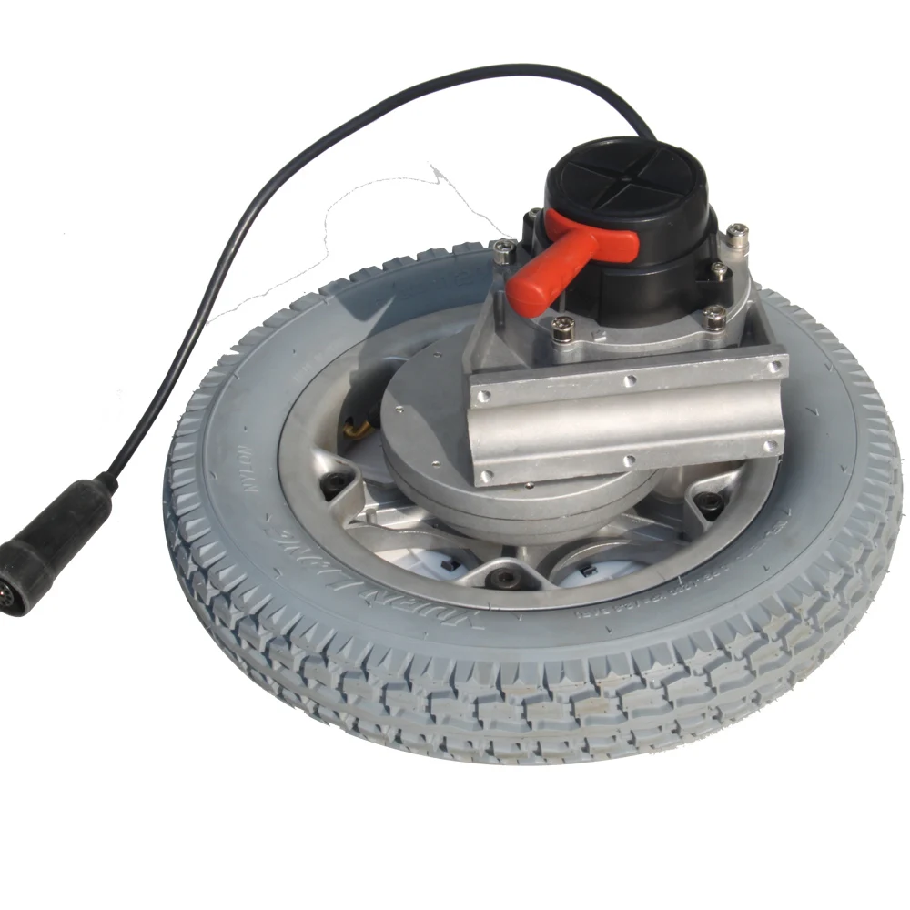 24V brushless motor and 12 inch real wheel 250w electric wheelchair kits     joystick controller