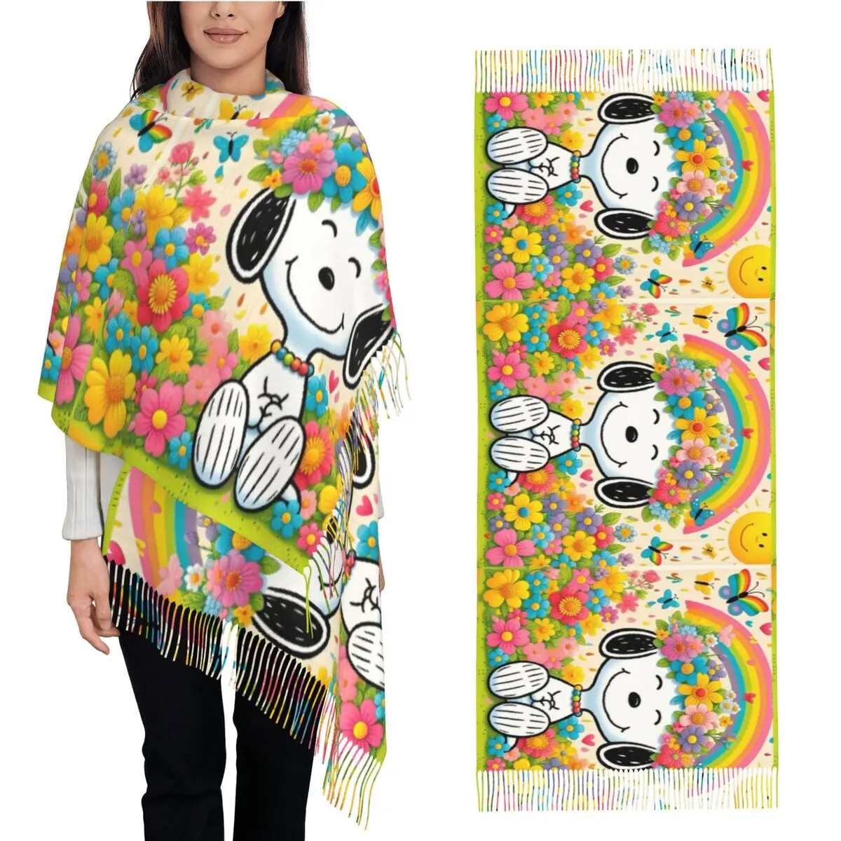 Keep Warm Scarf Autumn Snoopy Peanuts Shawls and Wraps Custom Bufanda Mujer Men Women y2k Cool Head Scarves