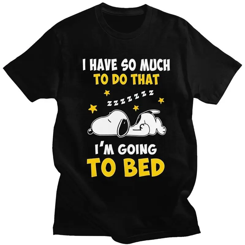 Custom Male Cute Cartoon Snoopy T Shirts Short Sleeve Cotton Tshirt Streetwear T-shirt Leisure Tee Clothing