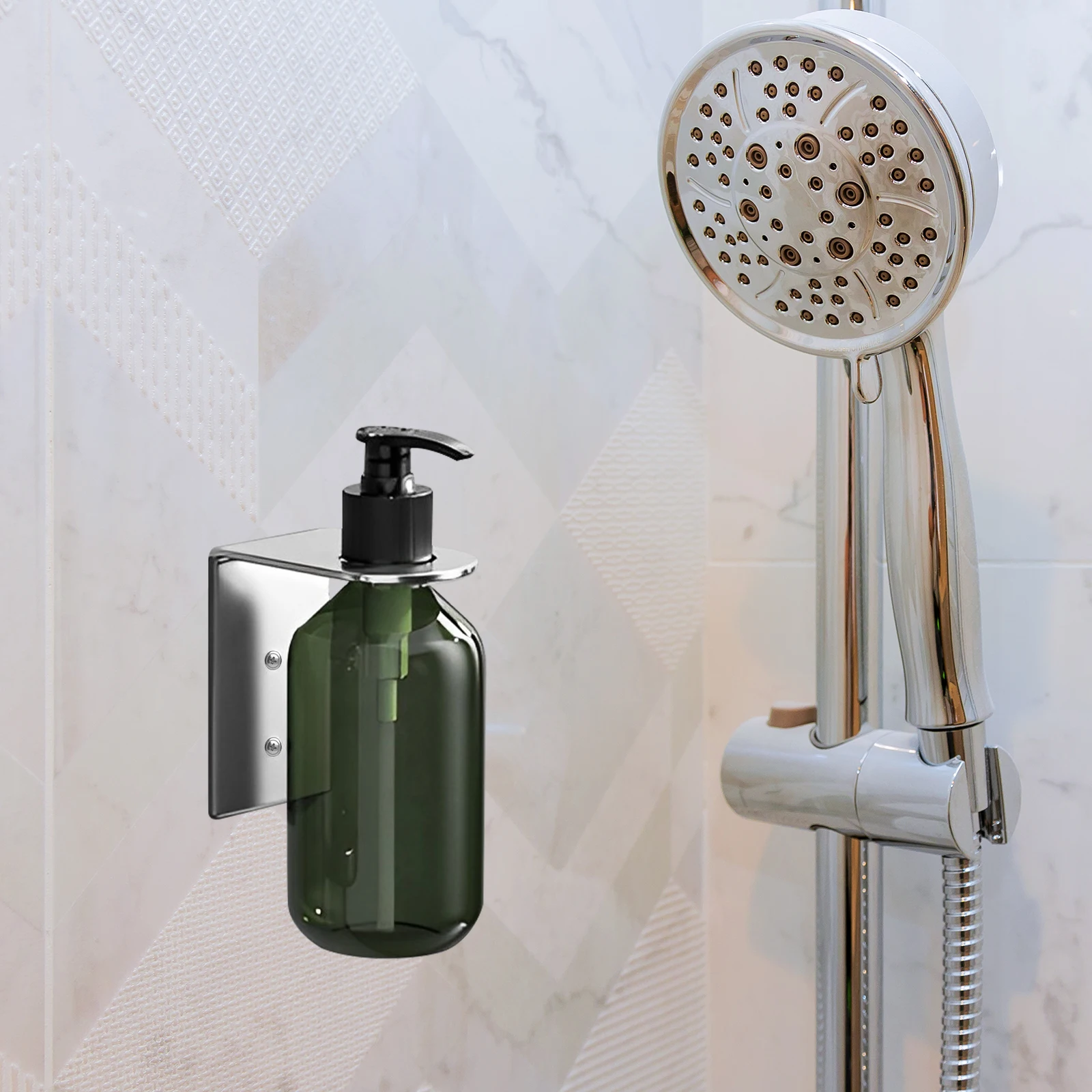

Dispenser Holder Wall Mounted Stainless Steel 304 No Drill Soap Bottle Stand Bathroom Liquid Hand Soap Organizer