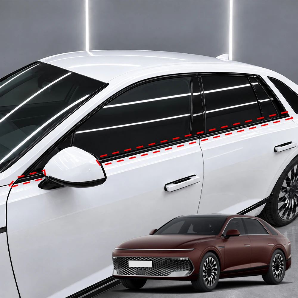 For Hyundai Grandeur GN7 2022-2025 12PCS Glossy Black Car Window Front Rear Side Panel D-Pillar Covers Trim Exterior Accessories