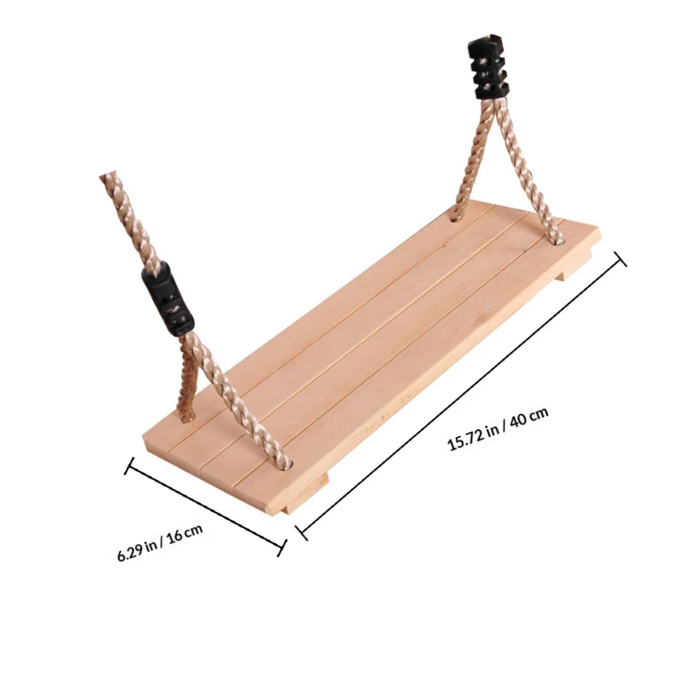 1 Stück Holzsitz-Schaukel für Baum-Spielplatz für Kinder und Erwachsene, Verstellbares Seil, Robuste Spielplatz-Schaukel
