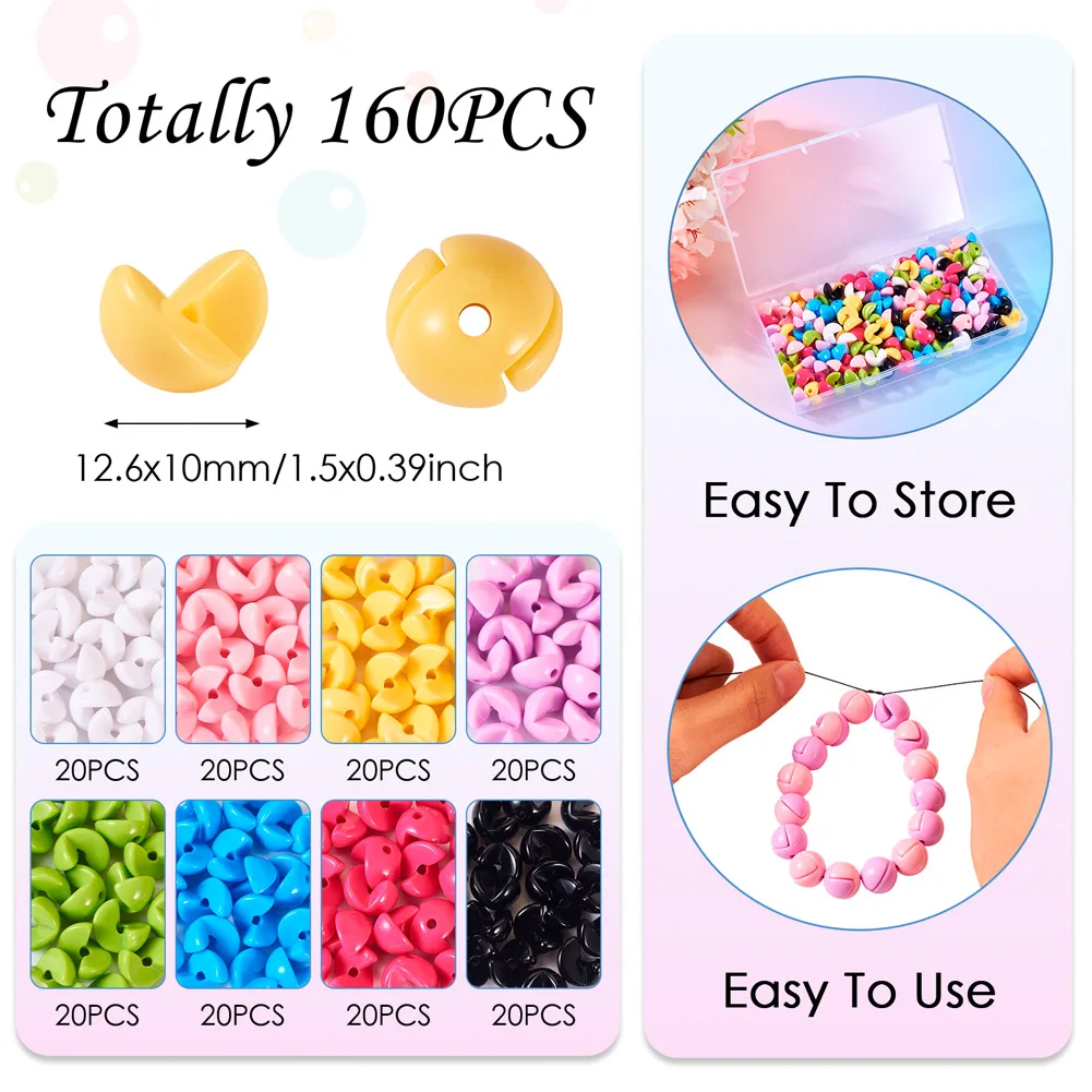 160Pcs Opaque Acrylic Beads Combination Splicing Beads Loose Beads For Handmade DIY Mobile Phone Jewellery Pendants Necklace